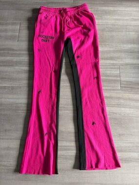 Mens Hot Pink & Black Jogger Pants (XL) Skinny